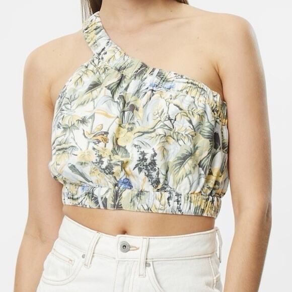 Abercrombie & Fitch One-shoulder Crop Tank Top L Floral Tropical Summer Vacation - Picture 1 of 8